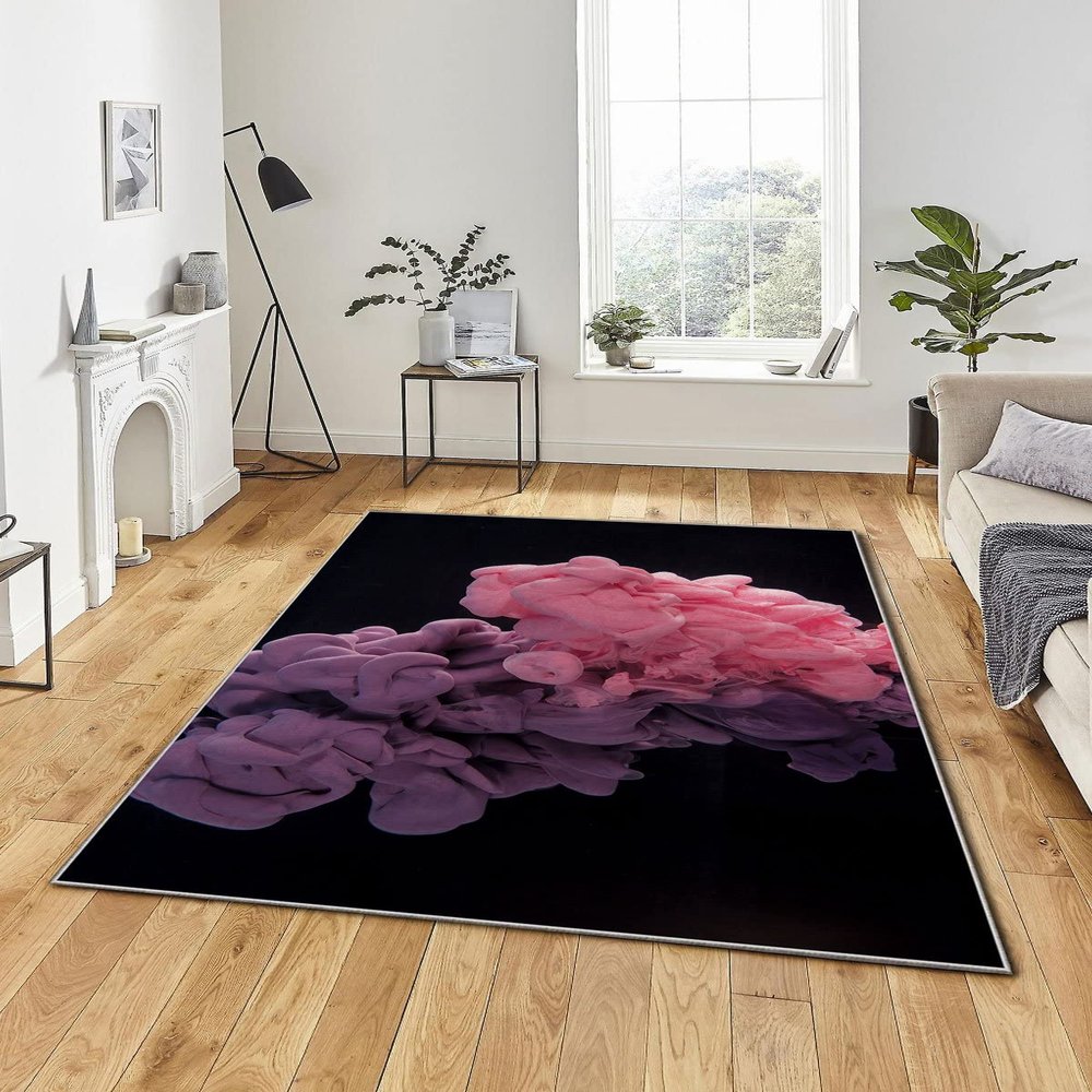 LaModaHome Area Rug Non-Slip - Yellow Smoke Soft Machine Washable Bedroom Rugs Indoor Outdoor Bathroom Mat Kids Child Stain Resistant Living Room Kitchen Carpet 2.7 x 4 ft