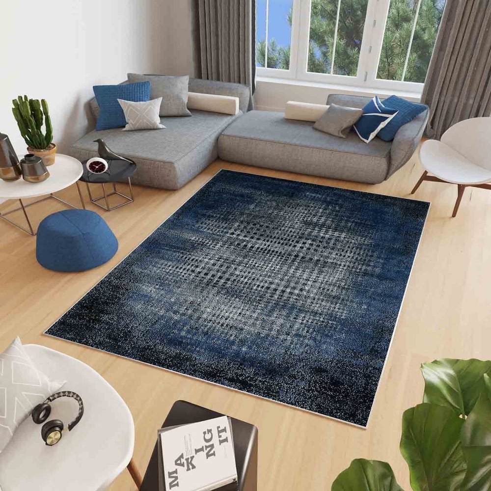 LaModaHome Area Rug Non-Slip - Blue Vintage Soft Machine Washable Bedroom Rugs Indoor Outdoor Bathroom Mat Kids Child Stain Resistant Living Room Kitchen Carpet 2.7 x 6.6 ft (231)