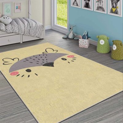 LaModaHome Area Rug Non-Slip - Yellow Bird Soft Machine Washable Bedroom Rugs Indoor Outdoor Bathroom Mat Kids Child Stain Resistant Living Room Kitchen Carpet 2.7 x 6.6 ft