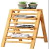 Katzowen Home Folding Step Ladder Stool Folding Step Stool,Bamboo Step Ladder Stool Folding Stepladder, 4 Steps, Folding Design Ladder with Anti-Slip Feet (Color : Wood Color) view 1