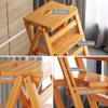 Katzowen Home Folding Step Ladder Stool Folding Step Stool,Bamboo Step Ladder Stool Folding Stepladder, 4 Steps, Folding Design Ladder with Anti-Slip Feet (Color : Wood Color) view 4