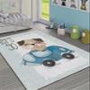LaModaHome Area Rug Non-Slip - Light Blue Dog and Car Soft Machine Washable Bedroom Rugs Indoor Outdoor Bathroom Mat Kids Child Stain Resistant Living Room Kitchen Carpet 2.7 x 6.6 ft view 1