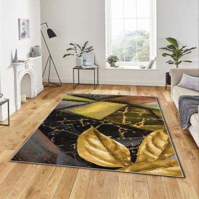 LaModaHome Area Rug Non-Slip - Green Leaf Soft Machine Washable Bedroom Rugs Indoor Outdoor Bathroom Mat Kids Child Stain Resistant Living Room Kitchen Carpet 1.3 x 2 ft
