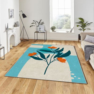 LaModaHome Area Rug Non-Slip - Pink Flower Soft Machine Washable Bedroom Rugs Indoor Outdoor Bathroom Mat Kids Child Stain Resistant Living Room Kitchen Carpet 3.3 x 6.6 ft