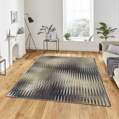 LaModaHome Area Rug Non-Slip - Blue Zigzag Soft Machine Washable Bedroom Rugs Indoor Outdoor Bathroom Mat Kids Child Stain Resistant Living Room Kitchen Carpet 3.3 x 5 ft