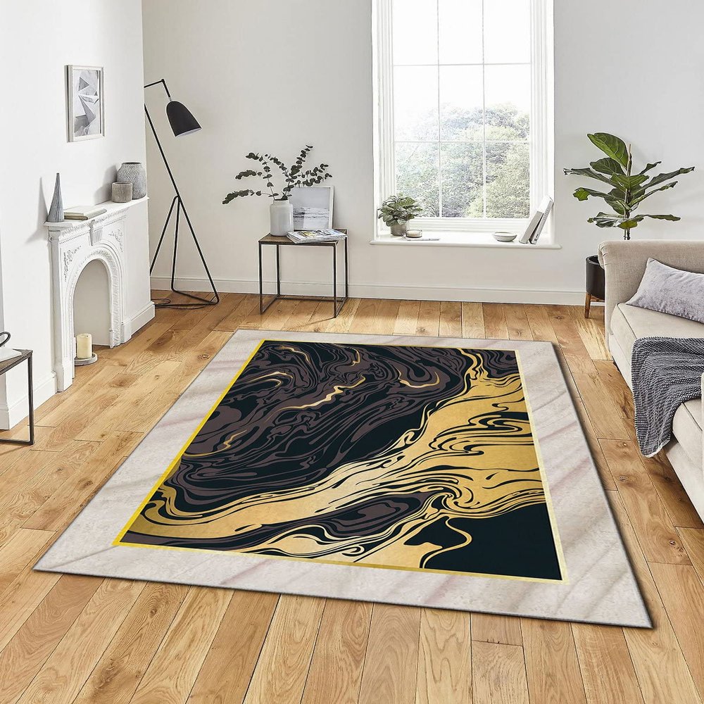LaModaHome Area Rug Non-Slip - Blue Watercolor Soft Machine Washable Bedroom Rugs Indoor Outdoor Bathroom Mat Kids Child Stain Resistant Living Room Kitchen Carpet 2.7 x 9.9 ft
