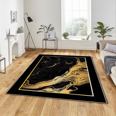 LaModaHome Area Rug Non-Slip - Navy Blue Watercolor Soft Machine Washable Bedroom Rugs Indoor Outdoor Bathroom Mat Kids Child Stain Resistant Living Room Kitchen Carpet 3.3 x 9.9 ft