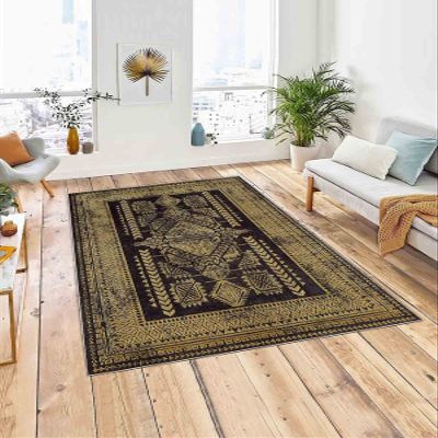 LaModaHome Area Rug Non-Slip - Yellow Classical Soft Machine Washable Bedroom Rugs Indoor Outdoor Bathroom Mat Kids Child Stain Resistant Living Room Kitchen Carpet 1.3 x 2 ft