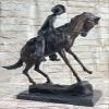 After Remington Cowboy W/Hat Taming Horse Bronze Sculpture Marble Art Deco LRG Artwork Statue Dcor by Bronze Classy view 3