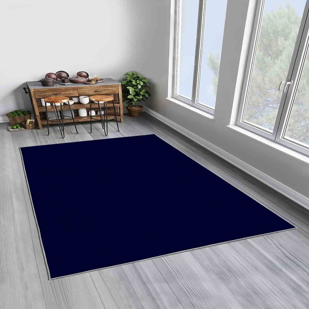 LaModaHome Area Rug Non-Slip - Navy Blue Navy Blue Thin, Washable Soft Machine Washable Bedroom Rugs Indoor Outdoor Bathroom Mat Kids Child Stain Resistant Living Room Kitchen Carpet 1.3 x 2 ft