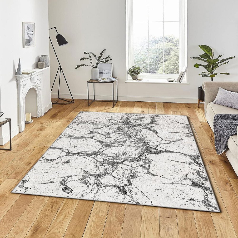 LaModaHome Area Rug Non-Slip - Pink Marble Soft Machine Washable Bedroom Rugs Indoor Outdoor Bathroom Mat Kids Child Stain Resistant Living Room Kitchen Carpet 3.3 x 5 ft