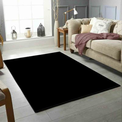 LaModaHome Area Rug Non-Slip - Black Black Thin, Washable Soft Machine Washable Bedroom Rugs Indoor Outdoor Bathroom Mat Kids Child Stain Resistant Living Room Kitchen Carpet 2.7 x 4 ft
