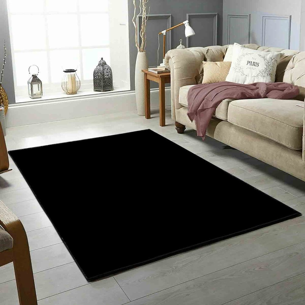 LaModaHome Area Rug Non-Slip - Black Black Thin, Washable Soft Machine Washable Bedroom Rugs Indoor Outdoor Bathroom Mat Kids Child Stain Resistant Living Room Kitchen Carpet 2.7 x 4 ft