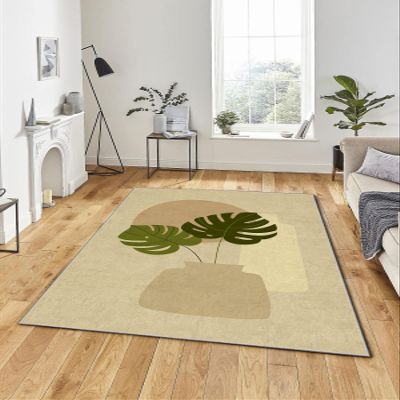 LaModaHome Area Rug Non-Slip - Blue Leaf Soft Machine Washable Bedroom Rugs Indoor Outdoor Bathroom Mat Kids Child Stain Resistant Living Room Kitchen Carpet 2.7 x 5 ft (86)