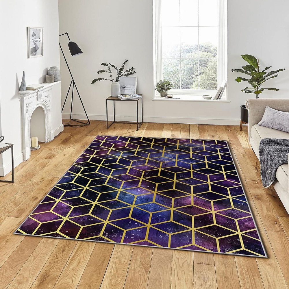 LaModaHome Area Rug Non-Slip - Pink Geometric Soft Machine Washable Bedroom Rugs Indoor Outdoor Bathroom Mat Kids Child Stain Resistant Living Room Kitchen Carpet 2.7 x 5 ft (43)