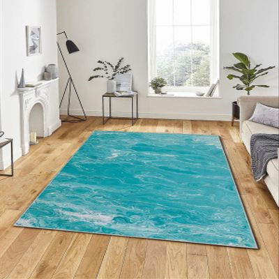 LaModaHome Area Rug Non-Slip - White Watercolor Soft Machine Washable Bedroom Rugs Indoor Outdoor Bathroom Mat Kids Child Stain Resistant Living Room Kitchen Carpet 3.3 x 6.6 ft (13)