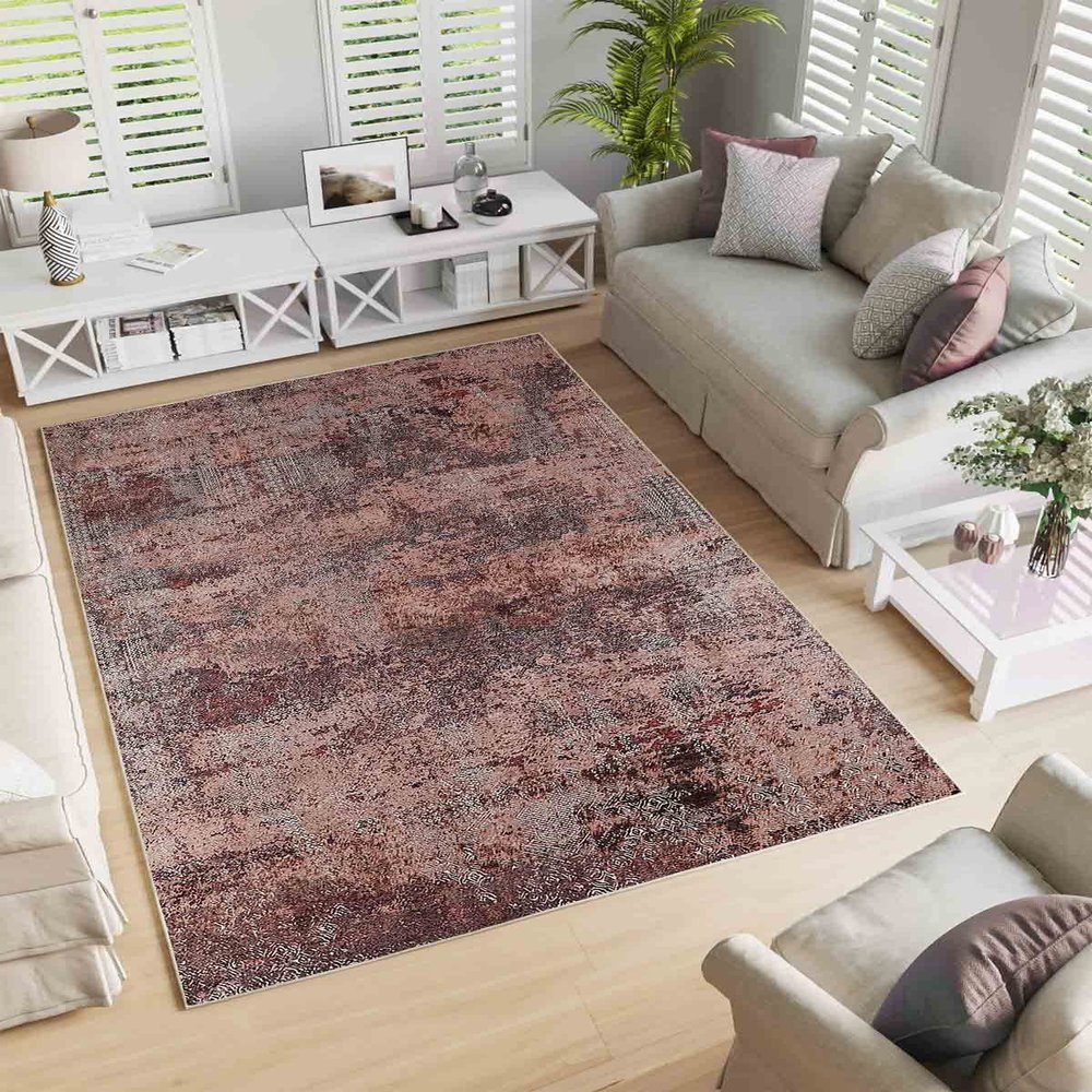 LaModaHome Area Rug Non-Slip - Brown Vintage Soft Machine Washable Bedroom Rugs Indoor Outdoor Bathroom Mat Kids Child Stain Resistant Living Room Kitchen Carpet 5.9 x 9.3 ft (162)