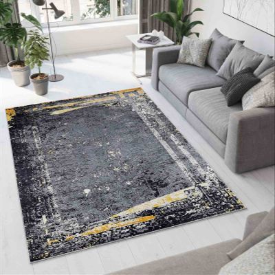 LaModaHome Area Rug Non-Slip - Anthracite Vintage Soft Machine Washable Bedroom Rugs Indoor Outdoor Bathroom Mat Kids Child Stain Resistant Living Room Kitchen Carpet 4 x 5.9 ft (149)