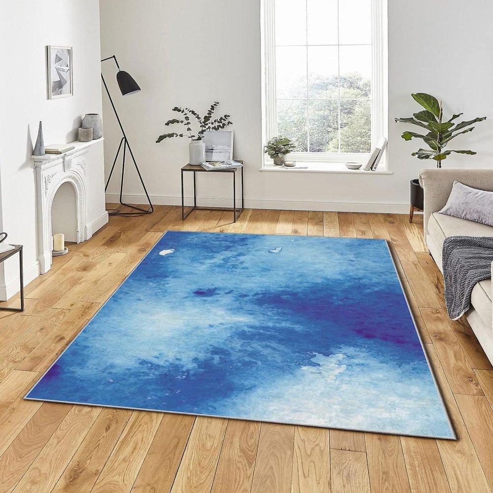 LaModaHome Area Rug Non-Slip - Blue Sky Soft Machine Washable Bedroom Rugs Indoor Outdoor Bathroom Mat Kids Child Stain Resistant Living Room Kitchen Carpet 2 x 3.3 ft