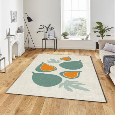 LaModaHome Area Rug Non-Slip - Pink Avocado Soft Machine Washable Bedroom Rugs Indoor Outdoor Bathroom Mat Kids Child Stain Resistant Living Room Kitchen Carpet 4.7 x 7.3 ft