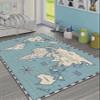 LaModaHome Area Rug Non-Slip - Blue Map Soft Machine Washable Bedroom Rugs Indoor Outdoor Bathroom Mat Kids Child Stain Resistant Living Room Kitchen Carpet 3.3 x 9.9 ft view 1