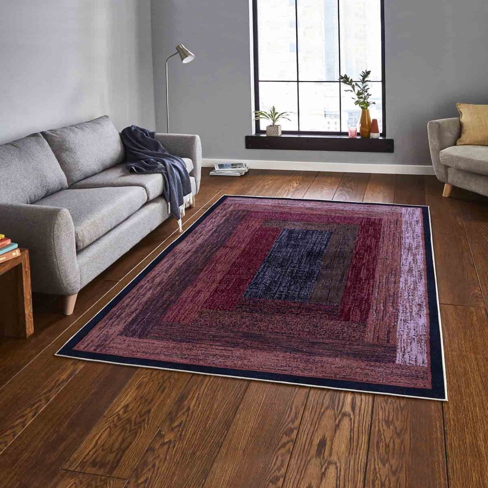LaModaHome Area Rug Non-Slip - Purple Line Soft Machine Washable Bedroom Rugs Indoor Outdoor Bathroom Mat Kids Child Stain Resistant Living Room Kitchen Carpet 2.7 x 4 ft (183)