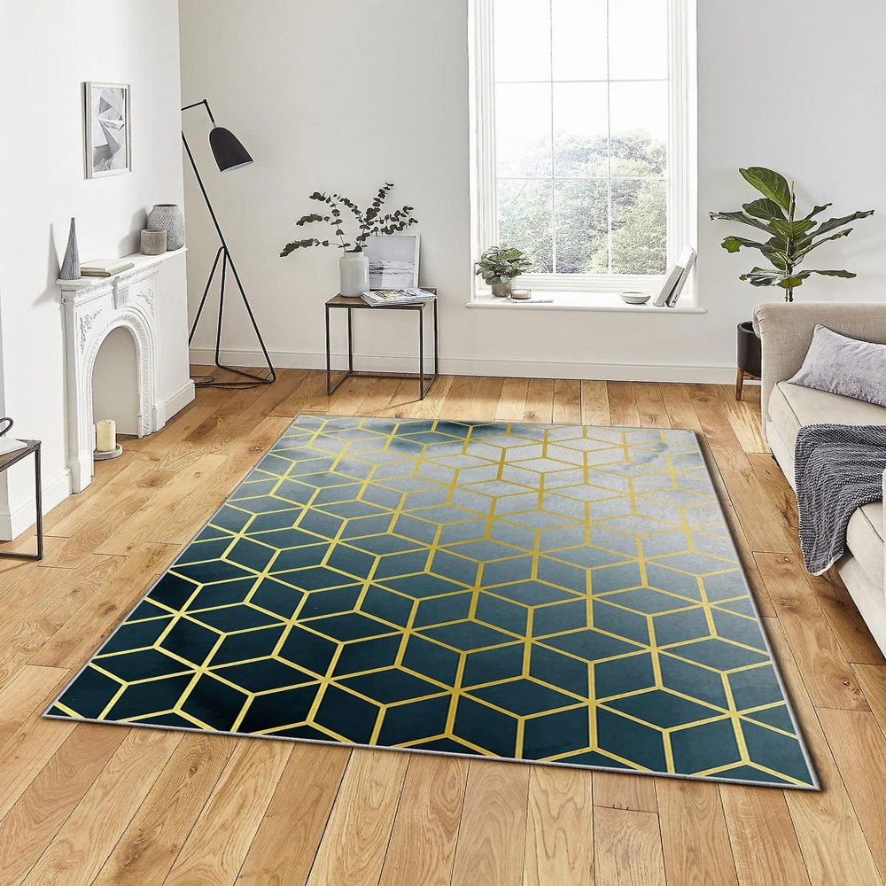 LaModaHome Area Rug Non-Slip - Grey Geometric Soft Machine Washable Bedroom Rugs Indoor Outdoor Bathroom Mat Kids Child Stain Resistant Living Room Kitchen Carpet 3.3 x 6.6 ft (39)