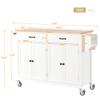 DSHADE Kitchen Island Storage Cabinet Kitchen Island Cart with 4 Door Cabinet and Two Drawers Solid Wood Top,Adjustable Shelves,Spice & Towel Rack 2 Locking Wheels for Home Hotel Kitchen (White) view 2