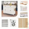 DSHADE Kitchen Island Storage Cabinet Kitchen Island Cart with 4 Door Cabinet and Two Drawers Solid Wood Top,Adjustable Shelves,Spice & Towel Rack 2 Locking Wheels for Home Hotel Kitchen (White) view 3
