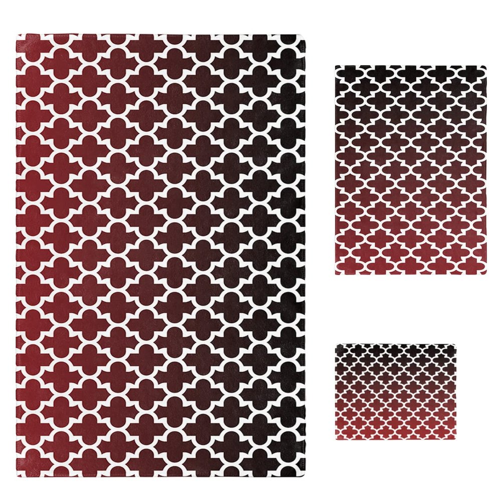 3-Piece Towel Set - Bath Towels Hand Towels Wash Cloths, Absorbent and Drying Morocco Geometric Gradients Patterned Towel Set for Kitchen/Bathroom/Gym/Swimming Pool
