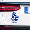 Leniutor Cute Baby Footprint Baby On Board Sticker for Cars, Double-Sided Kids On Board Safety Caution Sign Decal for Car Window, Bumper, Truck Decals (1PCS, Blue) view 1