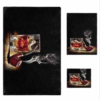 TocaHome 3-Piece Towel Set - Bath Towels Hand Towels Wash Cloths, Absorbent and Drying Wine Whiskey Glasses and Cigars Pattern Towel Set for Kitchen/Bathroom/Gym/Swimming Pool