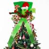 Lordaeron Christmas Tree Topper Hat,Large Green Velvet Hat and Lengthened Bowknot Christmas Tree Decorations Tabletop Ornaments for Holiday Home Decor view 1