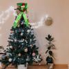 Lordaeron Christmas Tree Topper Hat,Large Green Velvet Hat and Lengthened Bowknot Christmas Tree Decorations Tabletop Ornaments for Holiday Home Decor view 4