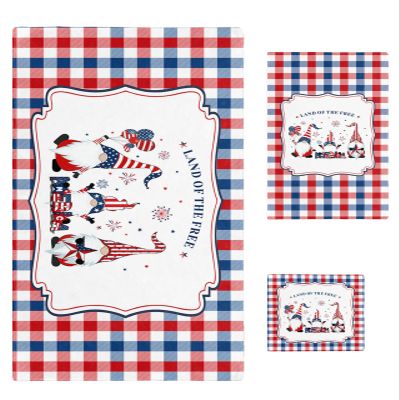 3-Piece Towel Set - Bath Towels Hand Towels Wash Cloths, Absorbent and Drying Independence Day Gnomes Fireworks Patriotic Print Towel Set for Kitchen/Bathroom/Gym/Swimming Pool