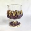 AANTHROPOLOGY By Rhea Set of 2 |Crystal Wine Glasses with Gold Plated Purple Amethyst Agate/Quartz Semi - precious Crystals | 7 oz/210 ml (Gold - Finish) view 1