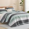 Litanika Quilt King Size Sage Green, Stripe Patchwork Summer Bedspread Coverlet 3 Pieces, Soft Lightweight Microfiber Quilted Bedding Set for All Season(1 Quilt, 2 Pillowcases) view 1