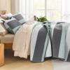 Litanika Quilt King Size Sage Green, Stripe Patchwork Summer Bedspread Coverlet 3 Pieces, Soft Lightweight Microfiber Quilted Bedding Set for All Season(1 Quilt, 2 Pillowcases) view 2