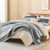 Litanika Quilt King Size Sage Green, Stripe Patchwork Summer Bedspread Coverlet 3 Pieces, Soft Lightweight Microfiber Quilted Bedding Set for All Season(1 Quilt, 2 Pillowcases) view 4