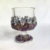 AANTHROPOLOGY By Rhea Set of 2 |Crystal Wine Glasses with Gold Plated Purple Amethyst Agate/Quartz Semi - precious Crystals | 7 oz/210 ml (Silver - Finish) view 1
