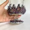 AANTHROPOLOGY By Rhea Set of 2 |Crystal Wine Glasses with Gold Plated Purple Amethyst Agate/Quartz Semi - precious Crystals | 7 oz/210 ml (Silver - Finish) view 2