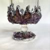 AANTHROPOLOGY By Rhea Set of 2 |Crystal Wine Glasses with Gold Plated Purple Amethyst Agate/Quartz Semi - precious Crystals | 7 oz/210 ml (Silver - Finish) view 4