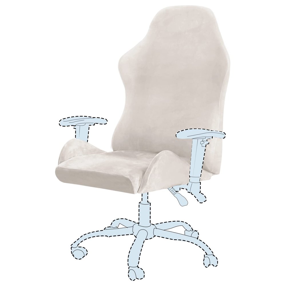 GAMUKAI Velvet Gaming Chair Cover  2-Piece Stretchable Slipcover for Racing/Office/Reclining Chairs | Soft & Anti-Slip Fabric | Universal Fit (Ivory)