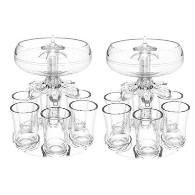 2 Set 6 Shot Glass Dispenser And Holder | Shot Glass Dispenser | Acrylic Shot Glasses Dispenser,Shot Dispenser With 6 Shot Glasses For Liquid Fun Drinking In College,Camping, Home Parties