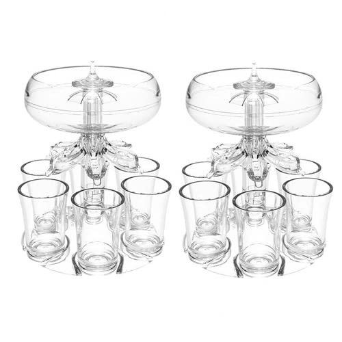 2 Set 6 Shot Glass Dispenser And Holder | Shot Glass Dispenser | Acrylic Shot Glasses Dispenser,Shot Dispenser With 6 Shot Glasses For Liquid Fun Drinking In College,Camping, Home Parties