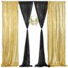 4 Panels Black&Gold Sequin Backdrop Curtain 2FTx8FT Glitter Sequin Backdrop Curtains for Birthday Party Wedding Decoration view 2