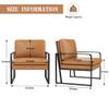 Andeworld Modern Accent Chair,Mid Century Living Room Armchair, Upholstered Faux Leather Sofa Side Chair with Metal Legs for Reading,Lounging,Bedroom Apartment,Brown view 2