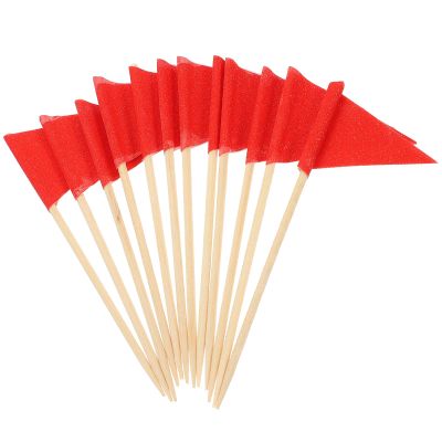 Abaodam Triangle Cake Insert Flags 12Pcs Toothpick Food Flags Fruit Picks Cocktail Sticks Party Decor for Cupcakes Appetizers