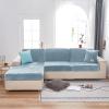 Rosygulls Separate Velvet Sofa Cover,Couch Covers for 2 Cushion Couch,Super Stretch Wear-Resistant Sofa Slipcovers,Washable Furniture Protector with Anti-Slip Elastic Bottom(Light Blue,Triple Seat) view 1