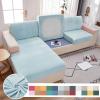 Rosygulls Separate Velvet Sofa Cover,Couch Covers for 2 Cushion Couch,Super Stretch Wear-Resistant Sofa Slipcovers,Washable Furniture Protector with Anti-Slip Elastic Bottom(Light Blue,Triple Seat) view 2